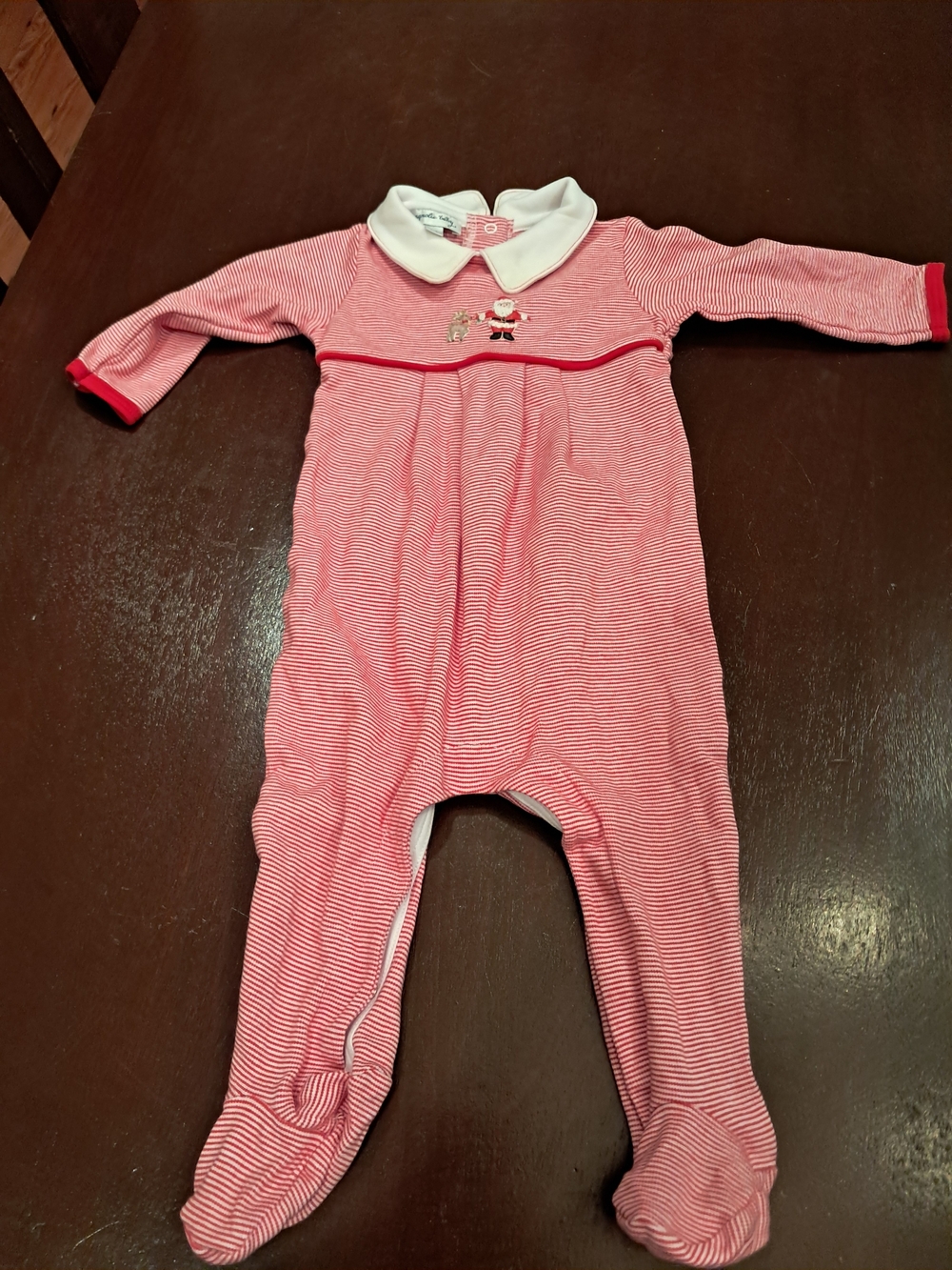 Magnolia Baby Girls' Pink Striped One-Piece Footed Pajamas with Peter Pan Collar
